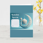 柔らかな水彩画のモスク ラマダーンの静けさ カード (黄色い花)