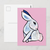 柔らかな白いうさぎのイラスト ポストカード (正面/裏面)