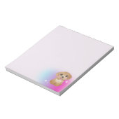 柔らかな色合いの背景がかわいい子犬のノート ノートパッド (回転)