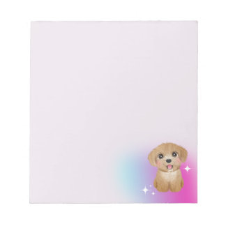 柔らかな色合いの背景がかわいい子犬のノート ノートパッド