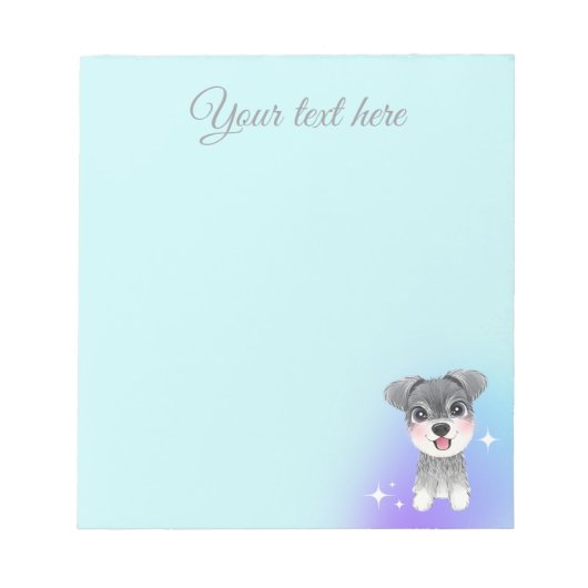 柔らかな色合いの背景がかわいい子犬のノート ノートパッド (正面)