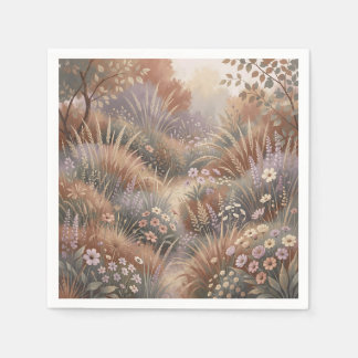 柔らかな野の花の草原の秋の風景 スタンダードカクテルナプキン