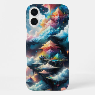 柔らかな青とピンクのドリーミークラウド柄 iPhone 16 PLUSケース