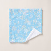 柔らかわいらしかな青の背景に対する雪のフレーク バスタオルセット (ウォッシュタオル)