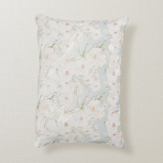 柔らエレガントかな白い花柄 アクセントクッション (裏面(縦))