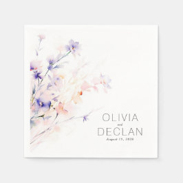 柔らエレガントかな紫と赤面の花 スタンダードカクテルナプキン