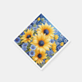 柔らエレガントかな青の野花のひまわり スタンダードカクテルナプキン (角)