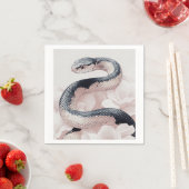 柔らエレガントく咲く花の中に渦巻く蛇 スタンダードカクテルナプキン (インサイチュ)