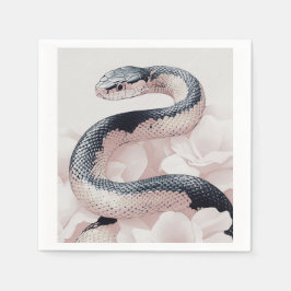 柔らエレガントく咲く花の中に渦巻く蛇 スタンダードカクテルナプキン