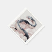 柔らエレガントく咲く花の中に渦巻く蛇 スタンダードカクテルナプキン (角)