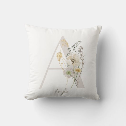 柔らカスタムかな花色のイニシャルA クッション (正面)