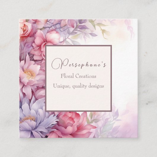 柔らフェミニンかな花柄の小さな花 スクエア名刺 (正面)