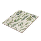 柔ら淡い色のかな緑のハーブのベージュ タイル (側面)