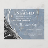 柔ら淡い色のかな青の白の混合花 インビテーションポストカード (正面)