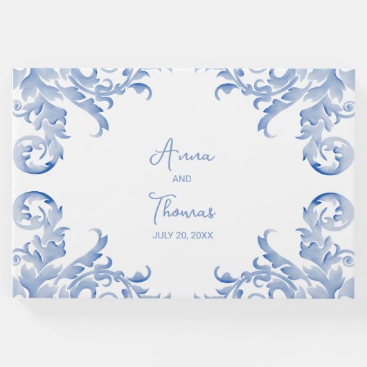 柔ら王室のかな青の水彩が華やかに ゲストブック (正面)