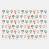 柔ら男女兼用かな色の可愛い動物 ラッピングペーパーシート (正面)