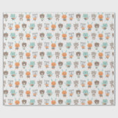 柔ら男女兼用かな色の可愛い動物 ラッピングペーパー (フラット)