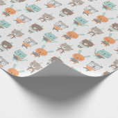 柔ら男女兼用かな色の可愛い動物 ラッピングペーパー (角)