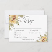 柔ら素朴かな大きなボホひまわり結婚の夕食 出欠カード (正面)