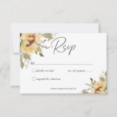 柔ら素朴かな大きなボホひまわり結婚の花 出欠カード (正面)