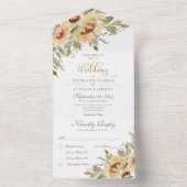 柔ら素朴かな黄色のひまわりディナー オールインワン招待状 (内側)