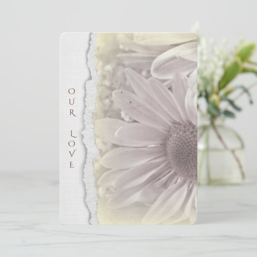 柔ら結婚かな黄色のデイジーと引き裂かれた紙 招待状 (スタンド正面)