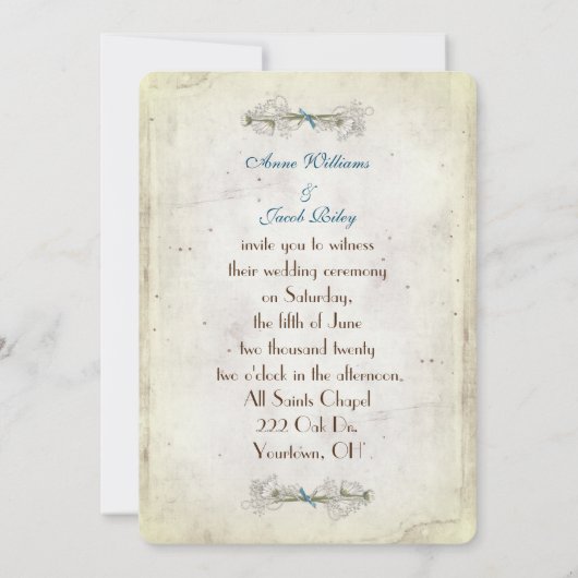 柔ら結婚かな黄色のデイジーと引き裂かれた紙 招待状 (裏面)