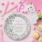 柔エレガントらかいパステルワイルドフラワーピンク淡青色 ペーパープレート (パーティー)