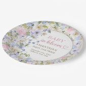 柔エレガントらかいパステルワイルドフラワーピンク淡青色 ペーパープレート (アングル)