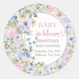 柔エレガントらかいパステルワイルドフラワーピンク淡青色 ラウンドシール