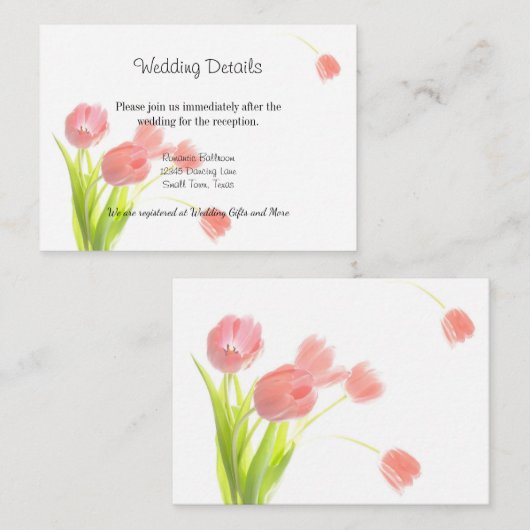 柔エレガントらかいピンクのチューリップ エンクロージャーカード (正面/裏面)