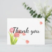 柔エレガントらかいピンクのチューリップ サンキューカード (スタンド正面)