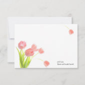 柔エレガントらかいピンクのチューリップ サンキューカード (裏面)