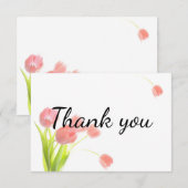 柔エレガントらかいピンクのチューリップ サンキューカード (正面/裏面)