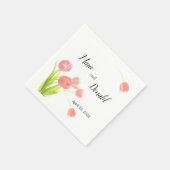 柔エレガントらかいピンクのチューリップ スタンダードカクテルナプキン (角)