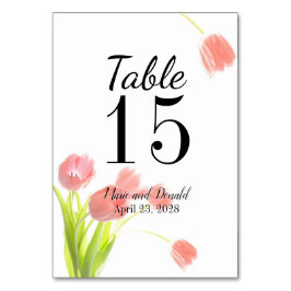 柔エレガントらかいピンクのチューリップ テーブルナンバー