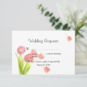 柔エレガントらかいピンクのチューリップ 出欠カード (スタンド正面)