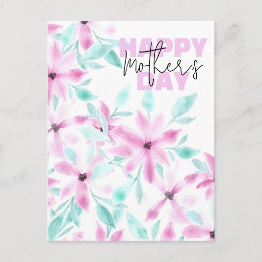 柔エレガントらかいピンクの水の色の花母の日 ポストカード (正面)