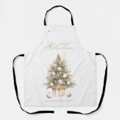 柔エレガントらかいピンクの水の色メリークリスマスツリー エプロン (正面)
