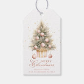 柔エレガントらかいピンクの水の色メリークリスマスツリー ギフトタグ (正面)