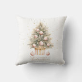 柔エレガントらかいピンクの水の色メリークリスマスツリー クッション (裏面)