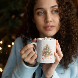 柔エレガントらかいピンクの水の色メリークリスマスツリー コーヒーマグカップ