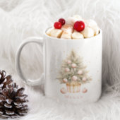 柔エレガントらかいピンクの水の色メリークリスマスツリー コーヒーマグカップ