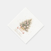 柔エレガントらかいピンクの水の色メリークリスマスツリー スタンダードカクテルナプキン (角)