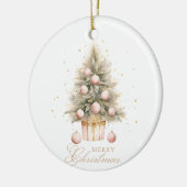 柔エレガントらかいピンクの水の色メリークリスマスツリー セラミックオーナメント (左)