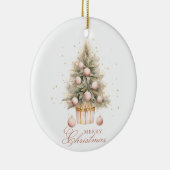 柔エレガントらかいピンクの水の色メリークリスマスツリー セラミックオーナメント (右)