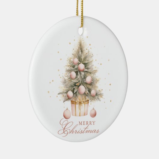 柔エレガントらかいピンクの水の色メリークリスマスツリー セラミックオーナメント (右)