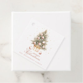 柔エレガントらかいピンクの水の色メリークリスマスツリー フェイバータグ