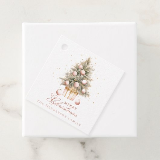 柔エレガントらかいピンクの水の色メリークリスマスツリー フェイバータグ (インサイチュ)