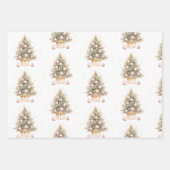 柔エレガントらかいピンクの水の色メリークリスマスツリー ラッピングペーパーシート (正面3)